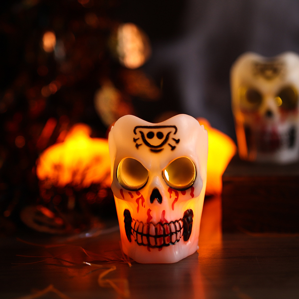 Adornos decorativos de Halloween, esqueletos, velas electrónicas, faroles de calabaza, accesorios para fiestas de Halloween, candelabros, faroles de calabaza image 24