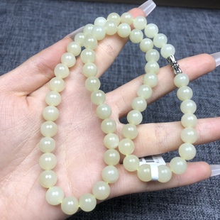 Hetian jade Qinghai material 8m mother chain necklace DIY clear water loose bead accessories jade round bead accessories manufacturers wholesale