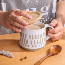 日式水杯创意手绘陶瓷马克杯家用早餐杯好看的粗陶陶土微波炉杯子