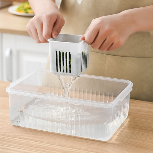 Simple refrigerator chopped green onion crisper box, onion, ginger and garlic compartment fresh-keeping box, plastic sealed jar, compartmented fresh chopped green onion box