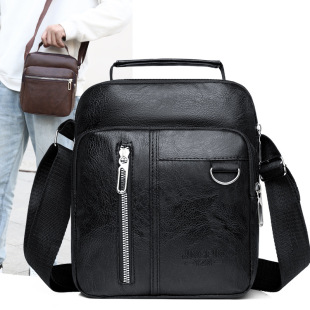 New Men's Cross-border Simple Casual Durable Shoulder Bag Large Capacity Multi-pocket Waterproof Foreign Trade PU Crossbody Bag