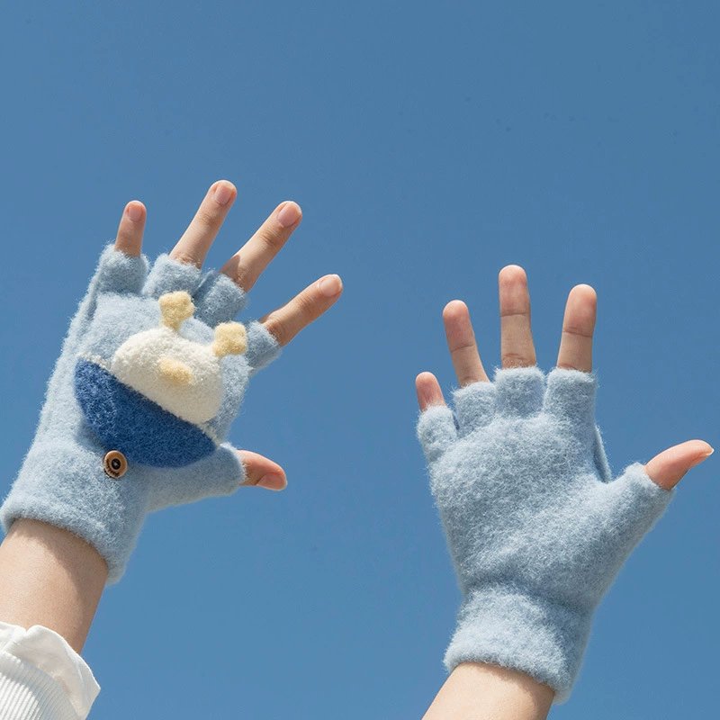 Travel knitted keep warm cartoon gloves for traveling