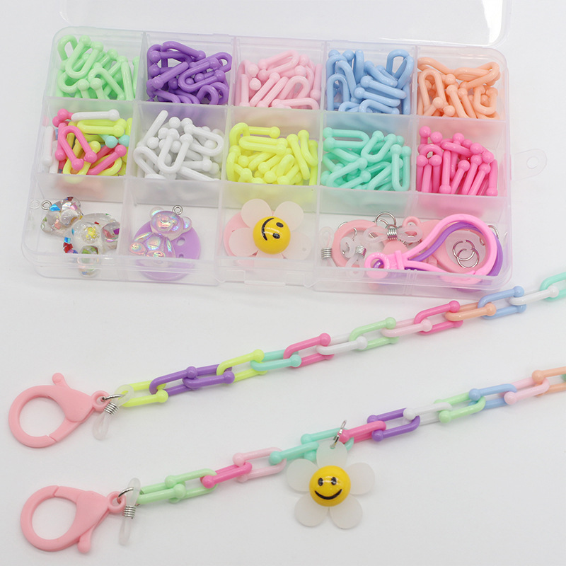 new pattern pinkycolor Acrylic Lanyard children Mask Eyewear chain headset DIY Material package(Unfinished