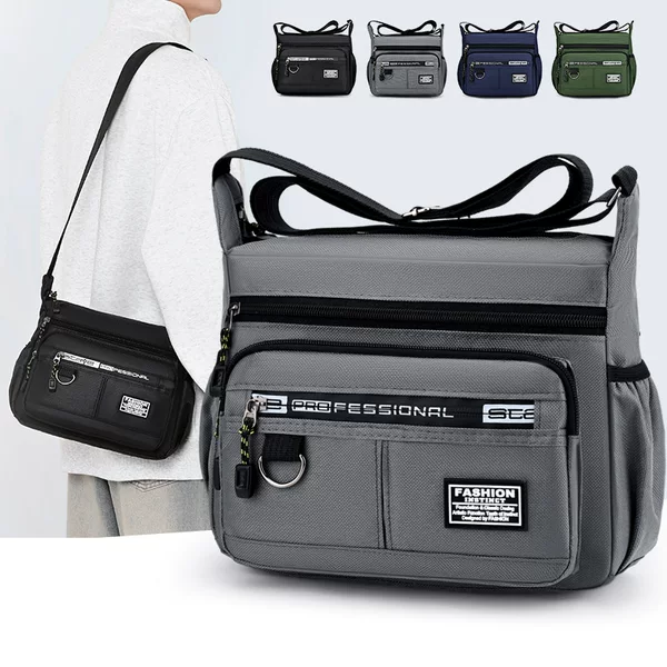 Men's Crossbody Bag, Large Capacity, Multi-Pocket Business Bag, Multi-Layer Men's Bag, Shoulder Bag, Waterproof and Wear-Resistant Backpack