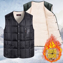 冬の新型の中高年のカシミヤの男性は厚くて快適な大きいサイズのお父さんは内外を装って保温の内胆の肩を着ます。