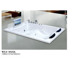 亚克力豪华独立式双人按摩浴缸 嵌入式带靠枕五件套浴缸批发8028A