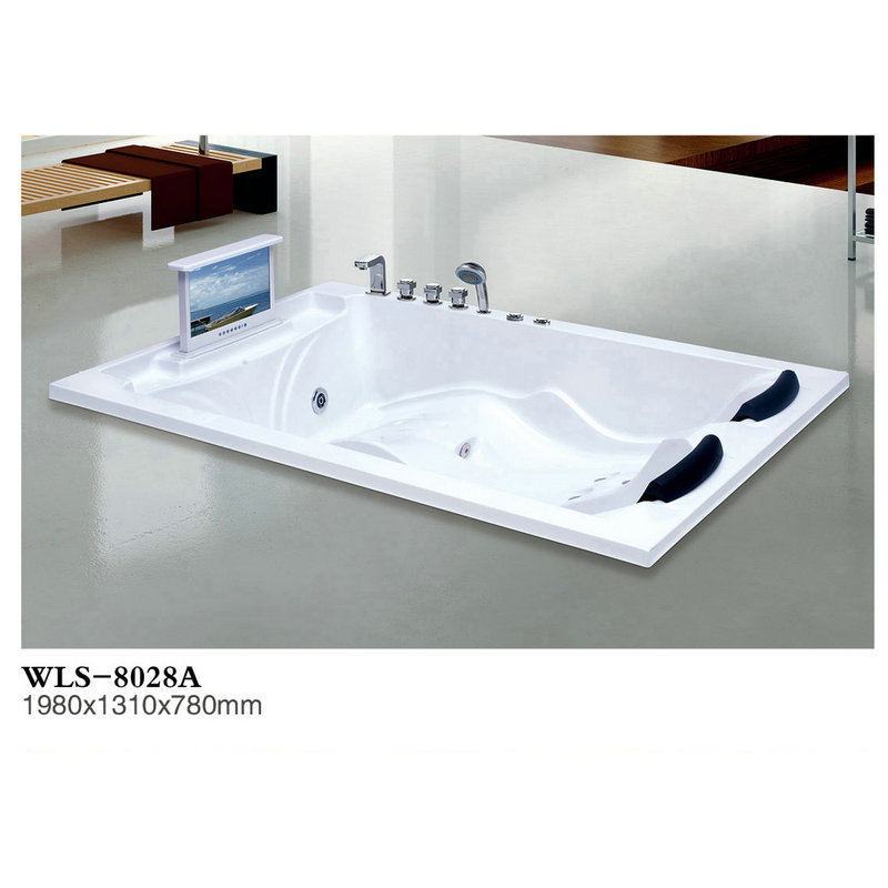 亚克力豪华独立式双人按摩浴缸 嵌入式带靠枕五件套浴缸批发8028A