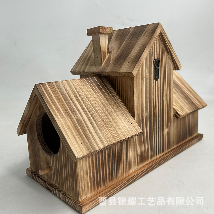 Nido de pájaro de madera transfronteriza madera maciza decoración de la casa del pájaro pastoral Nido de Pájaro al aire libre Villa jardinería colgante alimentador de aves al por mayor image 3