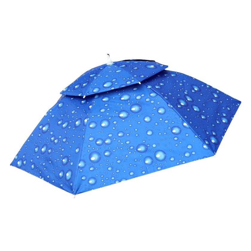 Umbrella Hat Folding Ultra-Light Fiber Double-Layer Windproof Umbrella Hat Head-Mounted Umbrella Folding Fishing Hat Umbrella Sunshade and Rain Hat