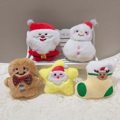 卡通圣诞毛绒玩偶胸针配饰麋鹿圣诞树雪人公仔吱吱叫挂件配件辅料