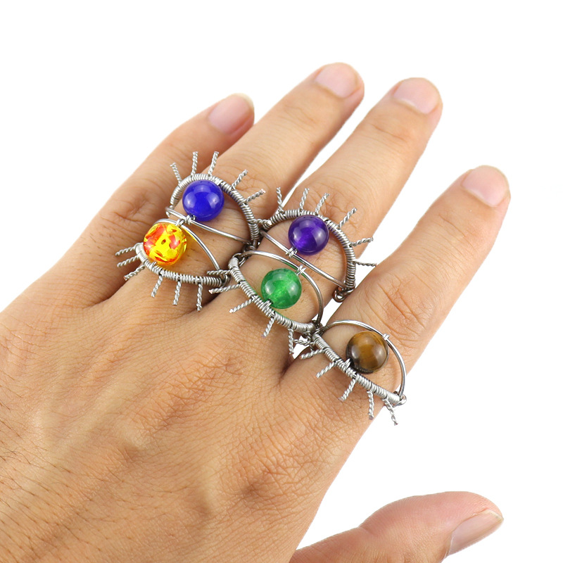 Retro Eye Agate Plating Rings 1 Piece