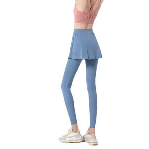 2024 spring and summer new fake two-piece quick-drying yoga pants tennis skirt women's cloud-like high-waist breathable tights sports pants