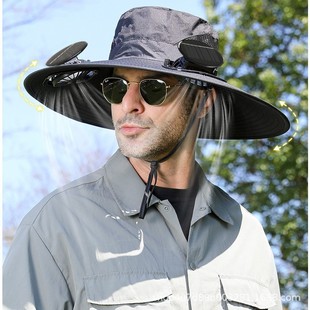 Anti-Uv Sunshade Cross-Border Popular Outdoor Summer Fishing Protection Sun Protection Air-Conditioning Fan Fisherman Sun Hat
