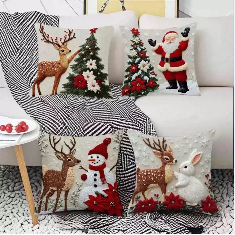 Navidad almohada cubierta de decoración para el hogar almohada de la sala de estar sofá cojín cubierta de dormitorio almohada de cabeza fábrica al por mayor