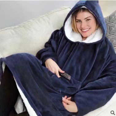 Polar Fleece Hooded Sweat Suit for Warmth, TV Blanket for Outdoor Cold Protection, Couple Set Hooded Sweatshirt Fleece