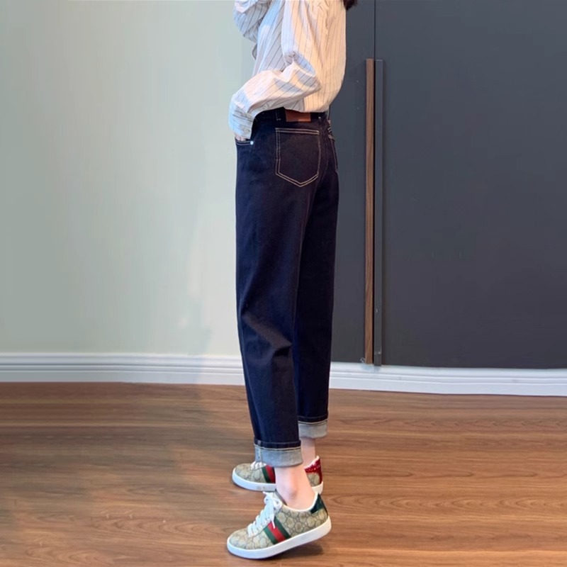 白色哈伦牛仔裤女2025夏新款高腰显瘦宽松大码九分老爹裤梨形薄款|undefined