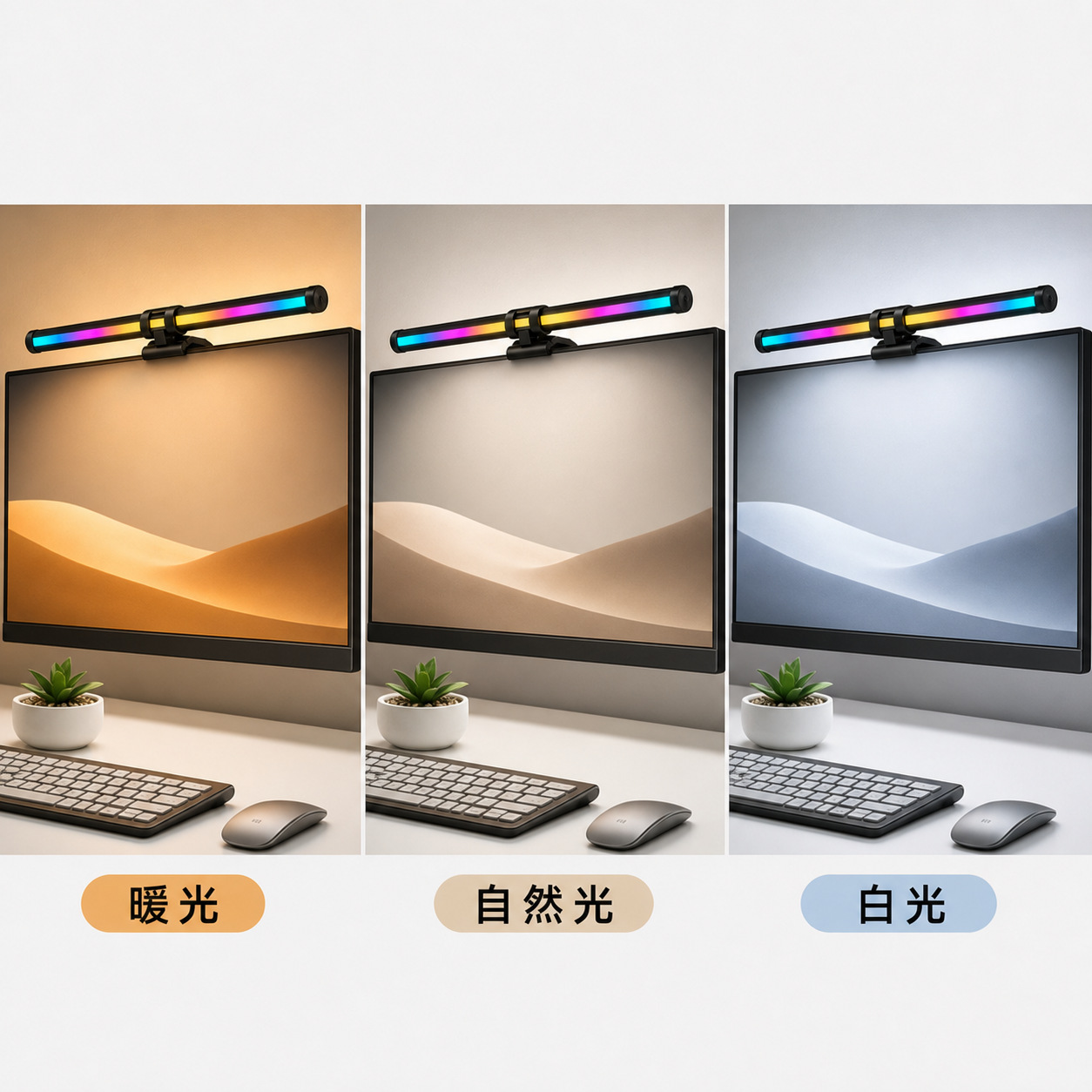新款RGB电脑屏幕挂灯显示器护眼屏幕灯前后双光源多色氛围照明灯