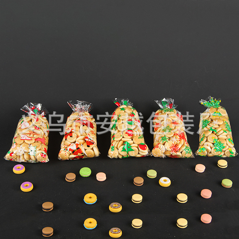 Nuevo en stock OPP Navidad invierno viejo copo de nieve árbol celofán bolsa de regalo de vacaciones bolsa de galletas bolsa de dulces