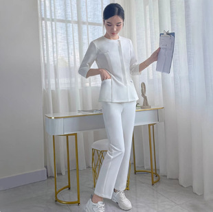 Korean-style nurse's uniform half-sleeve women's spring and autumn slim fit plus size suit oral care beauty confinement center work suit