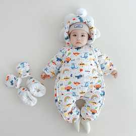 婴幼儿连体羽绒服男女宝宝冬季加厚小童保暖轻薄外出抱衣爬服