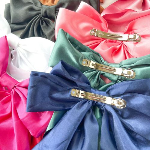 Cross-border best-selling color satin ribbon butterfly clip large-sized hair clip spring clip solid color hair clip for women with hair accessories at the back of the head