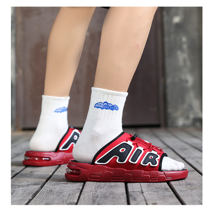 Dép lê đế dày chống trơn kiểu thể thao ngoài trời, form unisex size lớn — màu xám, màu đỏ, quần kaki, trắng chi tiết 12