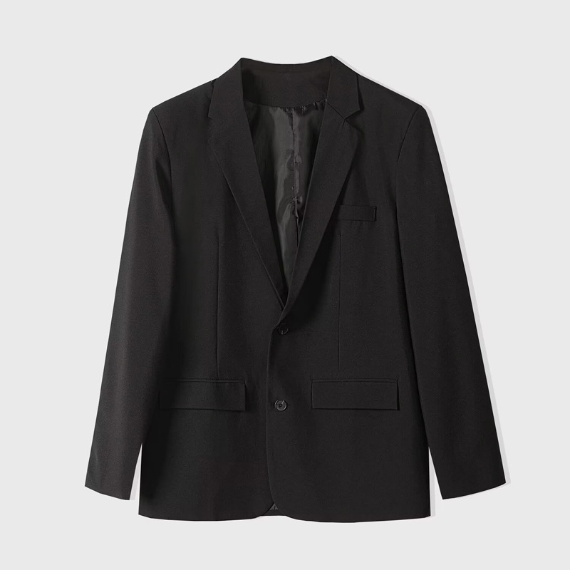 Casual, Light and Mature Business Style Slim Suit for Men, Handsome Korean Style Unisex Pure Color Trendyy Loose Small Suit Jacket