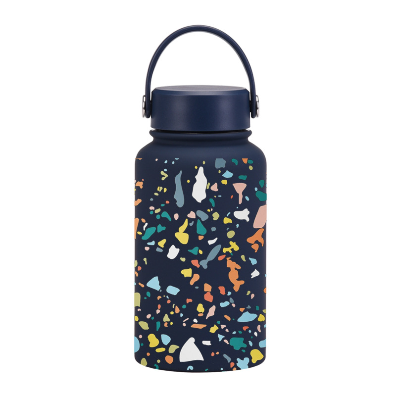 Nueva transfronteriza 650ml taza de vacío de boca ancha portátil de vacío niños estudiante deportes hervidor de agua de impresión al aire libre taza