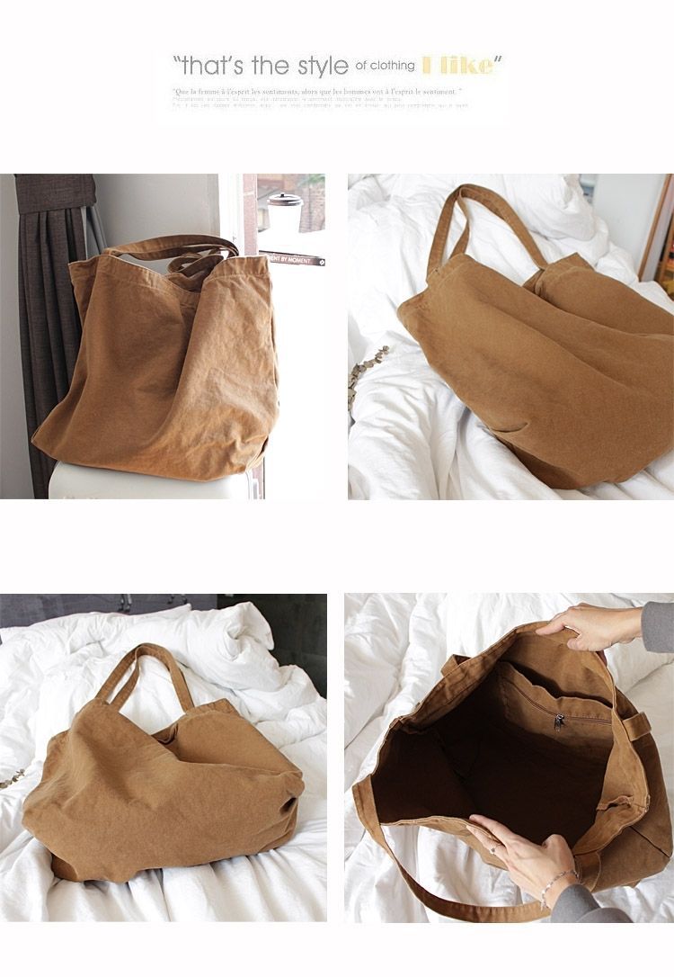 New suburban Japanese style canvas bag, large capacity single shoulder shopping bag, versatile, simple, everyday literary