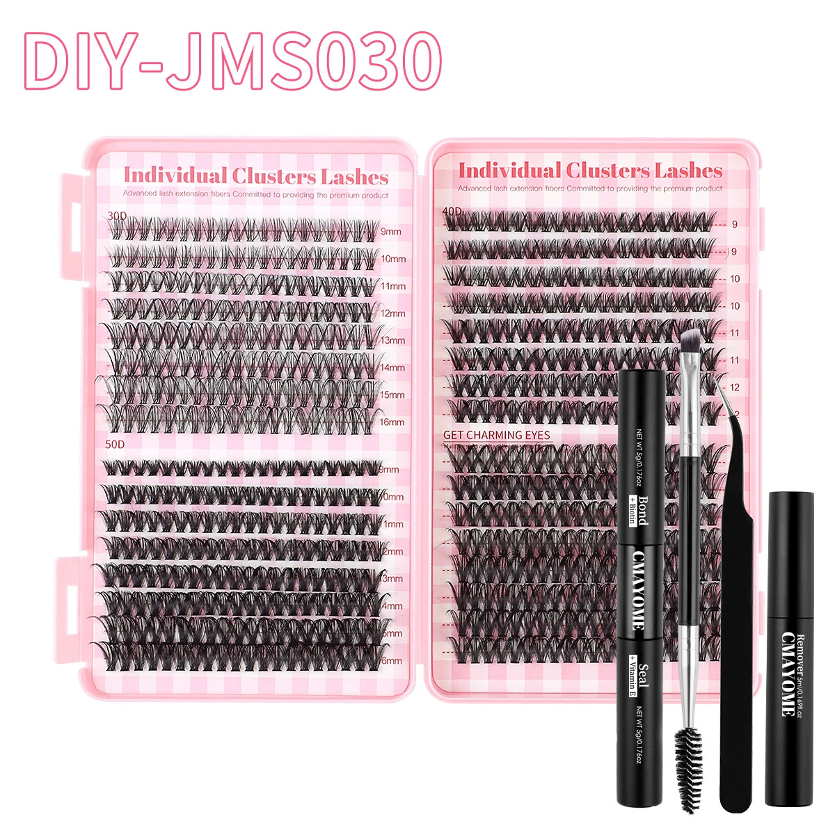Наборы пучковых накладных ресниц mixed dense DIY, 40/32/отдельные пучки, 640 шт., 0.017 кг