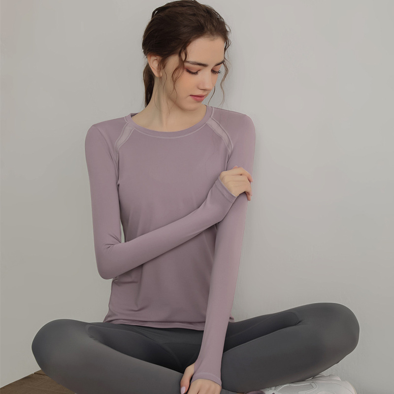 DS06 Quick-drying Sports Top Women's Slimming Long-sleeved T-shirt Fitness Clothes Large Size Yoga Clothes Running Professional Fitness Clothes