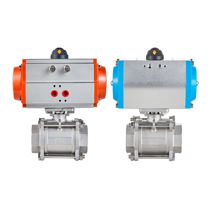 Q611F-16P GT/AT型气动球阀不锈钢内螺纹球阀 气动三片式丝扣球阀
