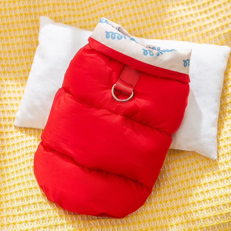 Otoño y invierno perros gruesos calentamiento negro de grafeno negro con sombrero de oro negro chaqueta de plumón gato algodón ropa de perro mascota