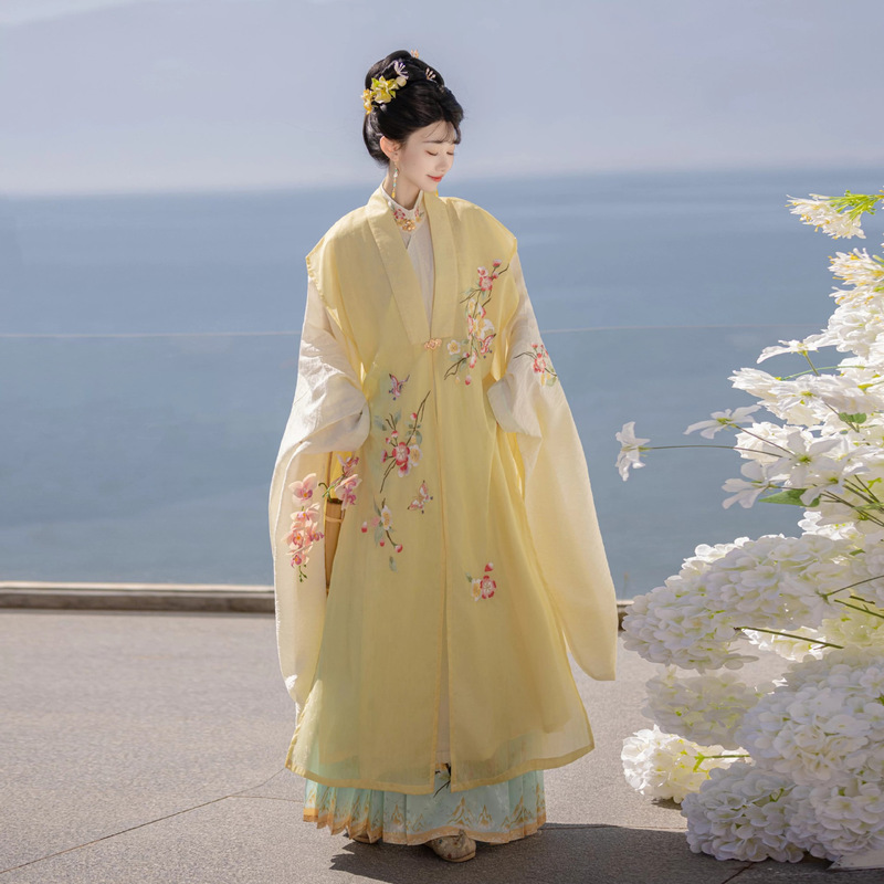 Original Ming Dynasty-Style Hanfu for Women, 2026 New Model, Stand-Collar Long Robe, Mamian New Chinese Style Spring-Summer Set, Daily Ancient Costume