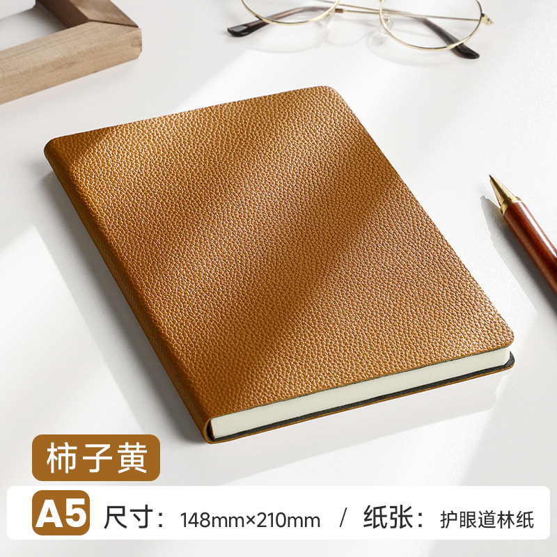 2025笔记本A5本子荔枝纹高颜值软皮面记事本商务办公可定制印logo|undefined