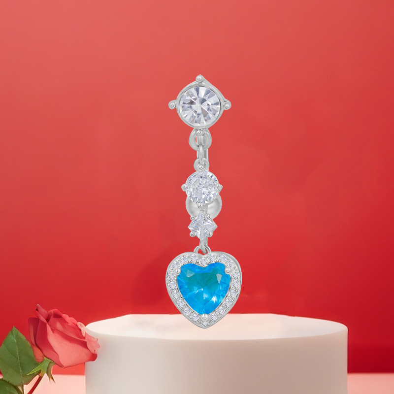 Heart-shaped Diamond Belly Button Ring Navel Piercing Jewellery_voghion.com
