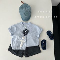 男宝宝夏天衣服夏季小童宽松帅气衬衫短裤套装婴幼儿外出两件套潮
