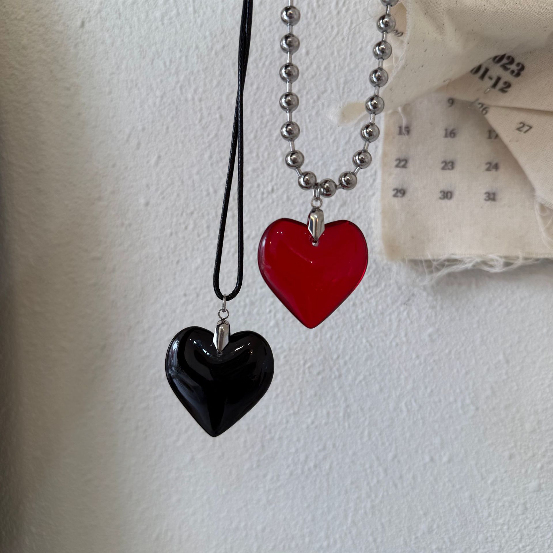 Sweet Cool Style Heart Shape Crystal Leather Rope Titanium Steel Ball Chain Cord String Pendant Necklaces Wholesale display picture 15