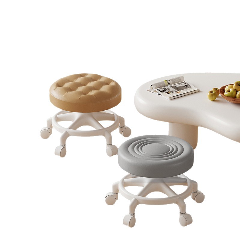 Rueda universal, pequeño taburete, polea, taburete bajo para niños pequeños, banco silencioso doméstico con artefacto de cambio de zapatos, rueda de cordón, taburete redondo