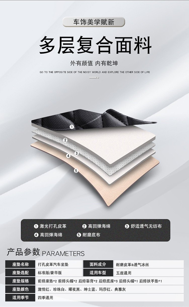 Leather Car Seat Cushions for Five Seats, Cross-Border Export Manufacturers, Four-Season Suitable Car Supplies Seat Cushions, Seat Covers Wholesale