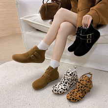休闲豹纹棉鞋女鞋2025年秋冬季新款跨境大码秋季圆头舒适百搭棉鞋