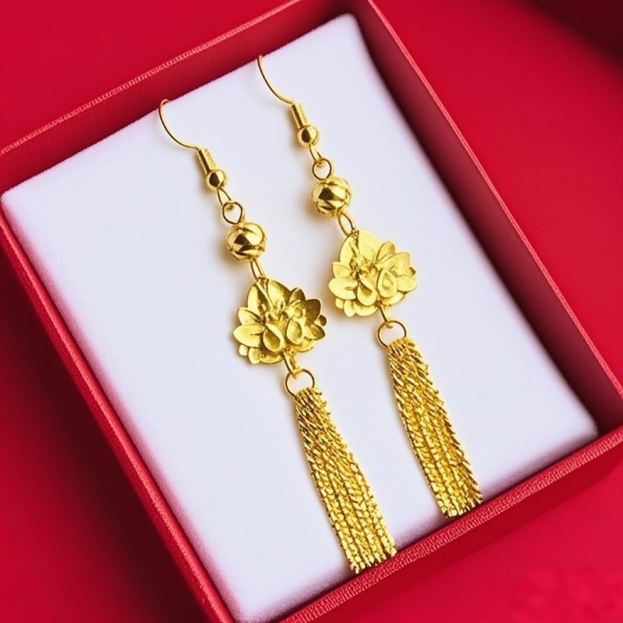 Vietnamese Sand Gold Earrings Fashion Earrings for Women 2022 New Trendy Mid-Length Tassel Ear Wire Long-Lasting Earrings