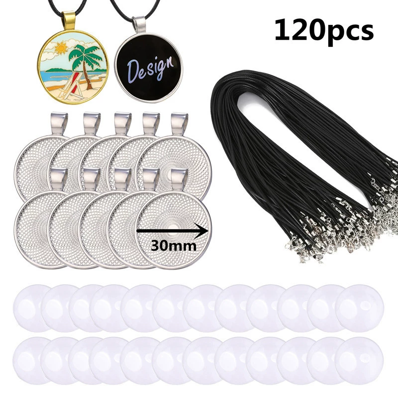 Metal set, necklace cord, accessory, accessories, 25/30mm, with gem