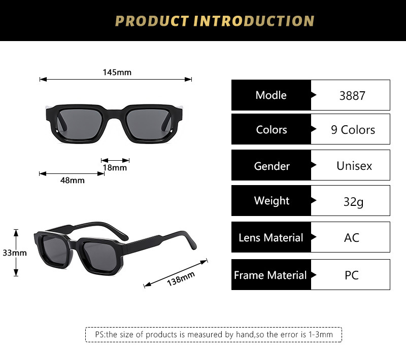 45g Weight Full Frame Glasses Structure Sunglasses Classification Ac, UV400 Protection Lens Material Square Glasses Style Outdoor, Travel, Beach Occasion Geometric Pattern All Seasons Season Unisex Gender Casual, Basic, Classic Style Style Casual Basic Classic Style Geometric Ac UV400 Protection Square Full Frame Women's Sunglasses 1