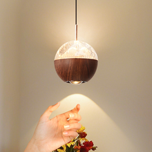 卧室床头吊灯中古风冰裂纹玻璃可升降智能触摸感应氛围吊线灯