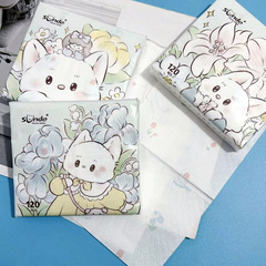 Printed tissue paper little white cat patterned facial tissue paper student portable small bag tissue paper toilet paper napkin paper