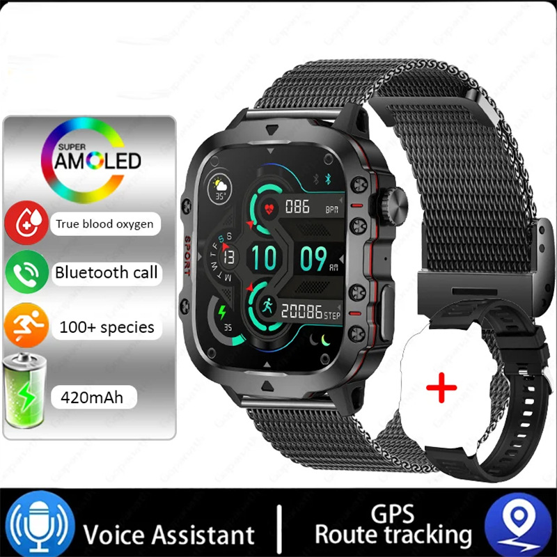 Reloj deportivo inteligente QX11 con Bluetooth, llamadas, resistencia triple, monitor de frecuencia cardíaca y oxígeno en sangre, con correa de silicona y codificador.