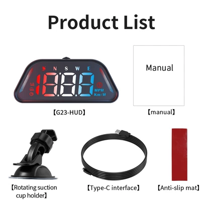 G23 Car-Mounted Hud Head-Up Display Universal for Cars with Beidou Gps, Altitude, Date, Speedometer, High-Definition Display (Vehicle HUD) - symphony-head-up-display