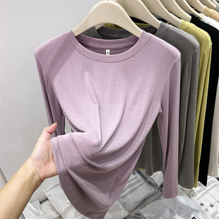 European mask T-shirt for women soft glutinous base shirt thin simple and versatile long-sleeved top autumn basic T-shirt inner wear
