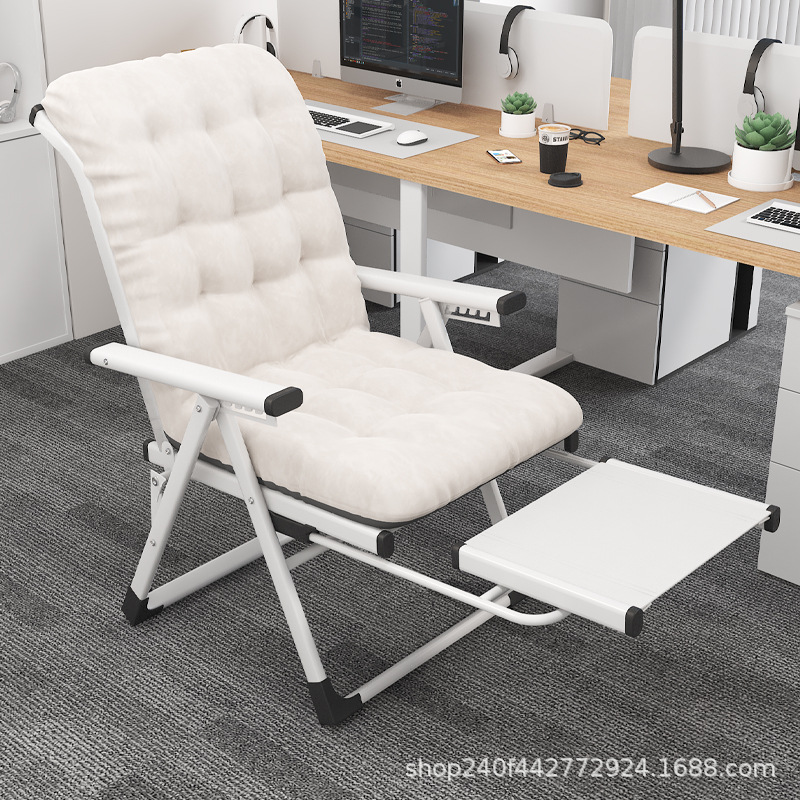 [발판이 포함된 업그레이드 모델] 앉거나 누울 수 있는 싱글 의자 화이트 화이트 코튼 패드